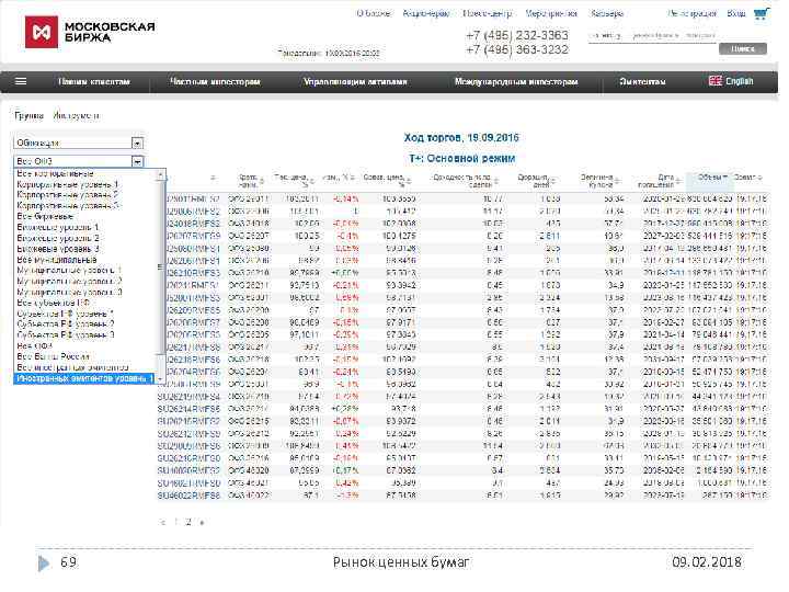 69 Рынок ценных бумаг 09. 02. 2018 