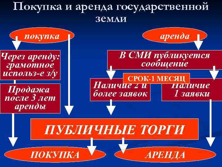 Покупка и аренда государственной земли покупка Через аренду: грамотное использ-е з/у Продажа после 3