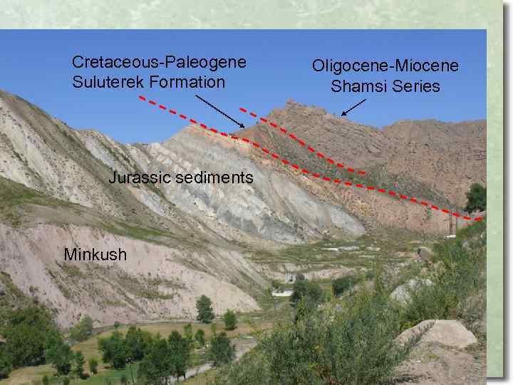 Cretaceous-Paleogene Suluterek Formation Jurassic sediments Minkush Oligocene-Miocene Shamsi Series 