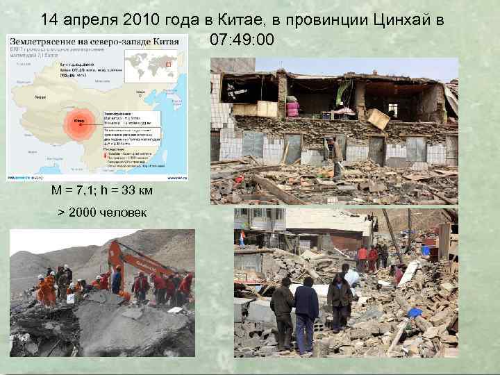 14 апреля 2010 года в Китае, в провинции Цинхай в 07: 49: 00 М