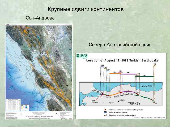 Крупные сдвиги континентов Сан-Андреас Северо-Анатолийский сдвиг 