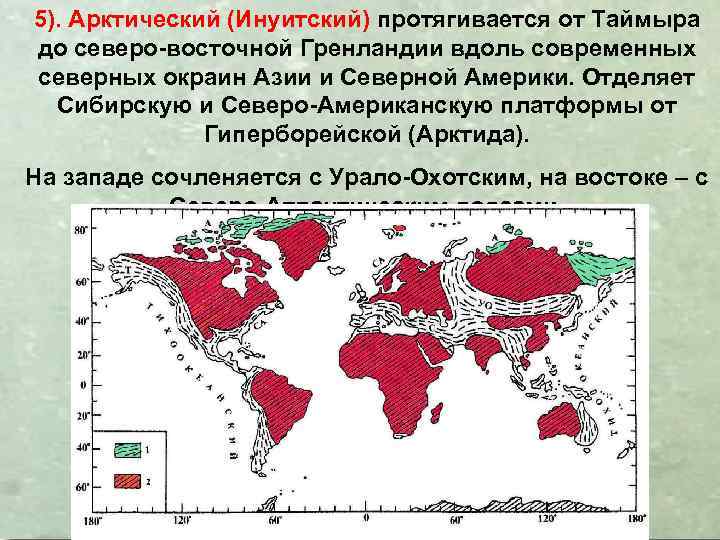 5). Арктический (Инуитский) протягивается от Таймыра до северо-восточной Гренландии вдоль современных северных окраин Азии