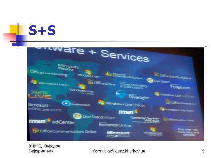 S+S ХНУРЕ, Кафедра Інформатики informatika@kture. kharkov. ua 9 