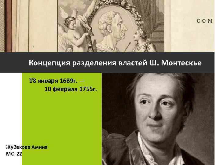 Концепция разделения властей Ш. Монтескье яс января 1689 г. — 18 10 февраля 1755
