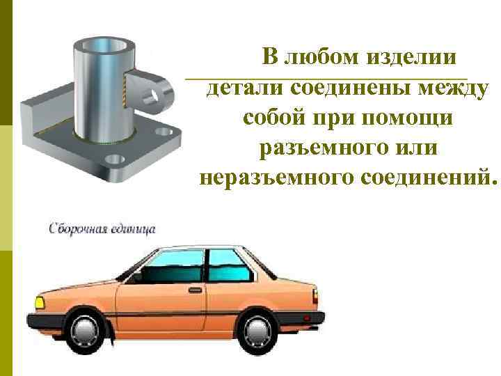 В любом изделии детали соединены между собой при помощи разъемного или неразъемного соединений. 