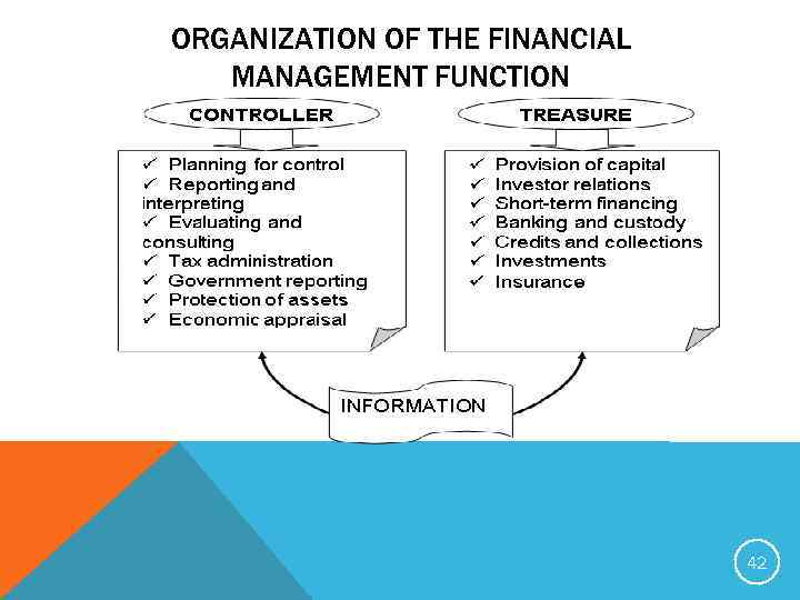 ORGANIZATION OF THE FINANCIAL MANAGEMENT FUNCTION 42 