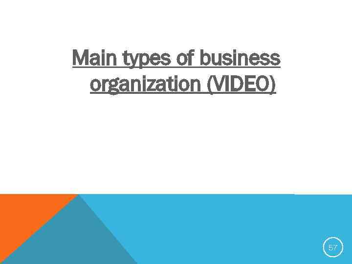 Main types of business organization (VIDEO) 57 