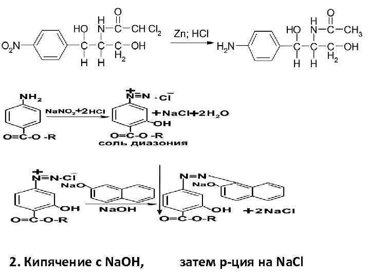 2. Кипячение с Na. OH, затем р-ция на Na. Cl 