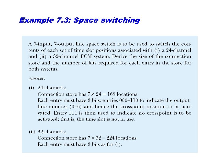 Example 7. 3: Space switching 