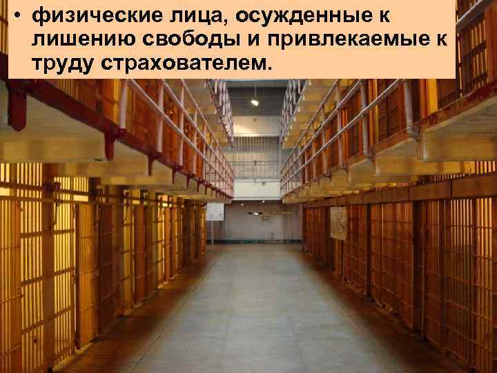  • физические лица, осужденные к лишению свободы и привлекаемые к труду страхователем. 