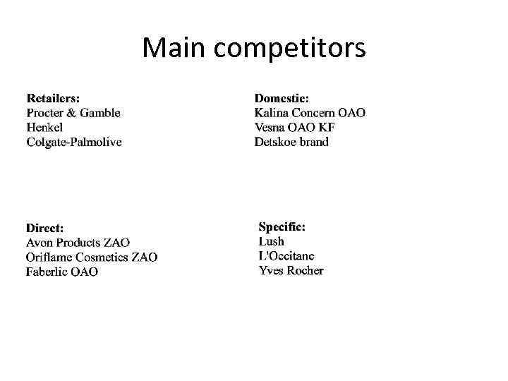 Main competitors 