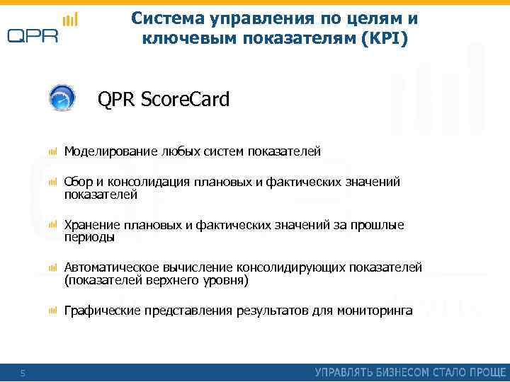 Система управления по целям и ключевым показателям (KPI) QPR Score. Card Моделирование любых систем