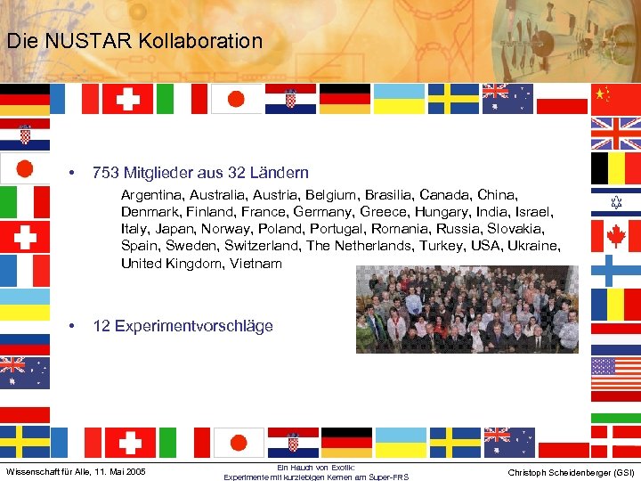 Die NUSTAR Kollaboration • 753 Mitglieder aus 32 Ländern Argentina, Australia, Austria, Belgium, Brasilia,
