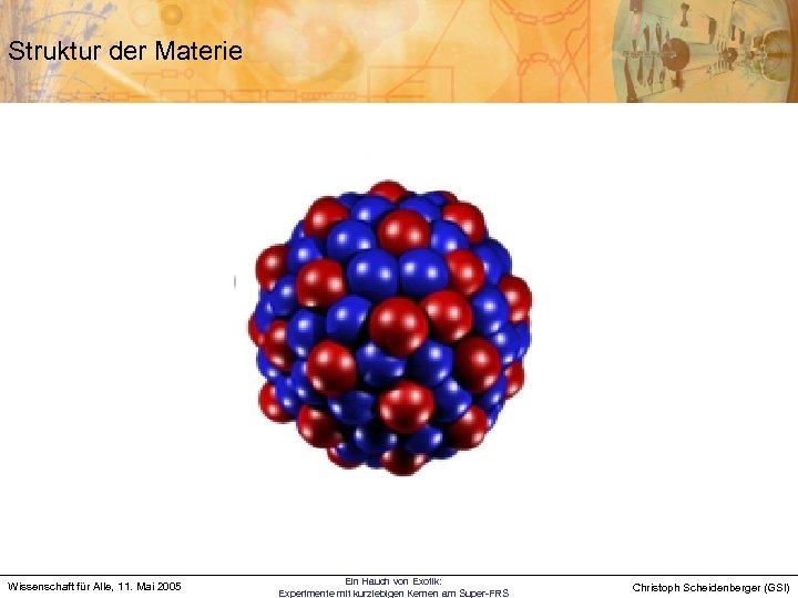 Struktur der Materie Wissenschaft für Alle, 11. Mai 2005 Ein Hauch von Exotik: Experimente