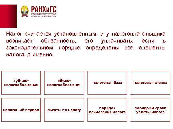 Налог считается установленным, и у налогоплательщика возникает обязанность, его уплачивать, если в законодательном порядке