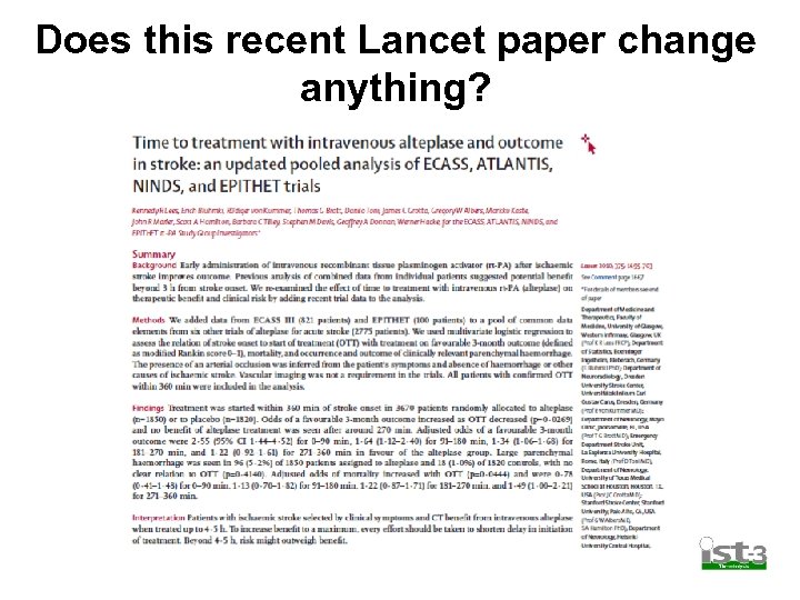 Does this recent Lancet paper change anything? 