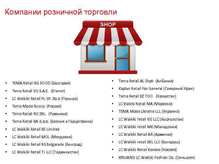 Компании розничной торговли • • • TEMA Retail BG EOOD (Болгария) • Tema Retail