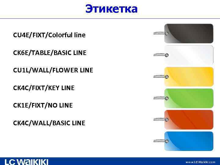 Этикетка CU 4 E/FIXT/Colorful line CK 6 E/TABLE/BASIC LINE CU 1 L/WALL/FLOWER LINE CK