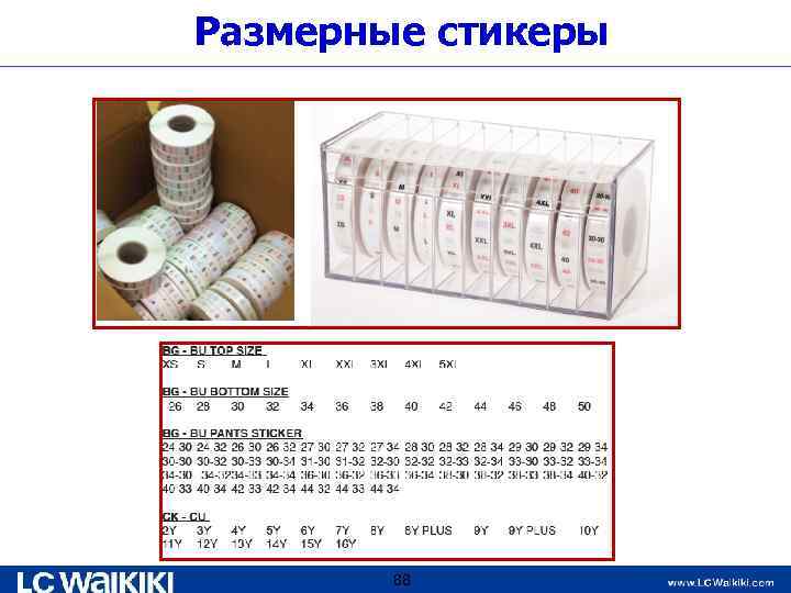 Размерные стикеры 88 