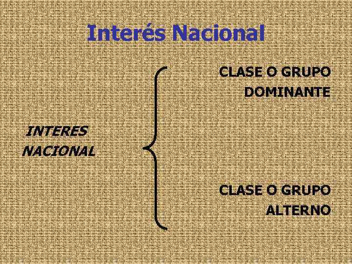 Interés Nacional CLASE O GRUPO DOMINANTE INTERES NACIONAL CLASE O GRUPO ALTERNO 