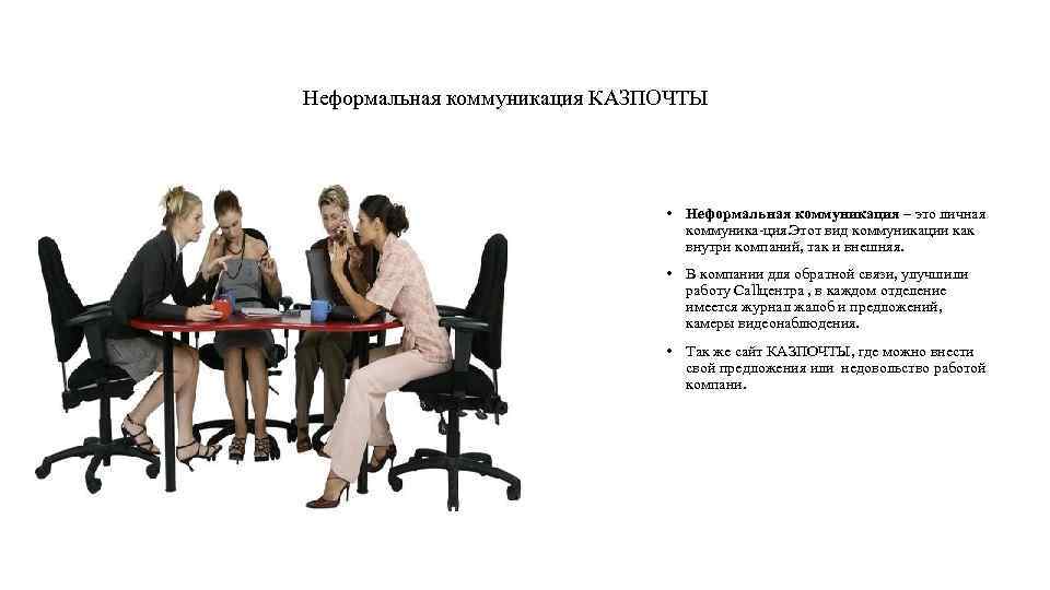 Неформальная коммуникация КАЗПОЧТЫ • Неформальная коммуникация – это личная коммуника ция. тот вид коммуникации