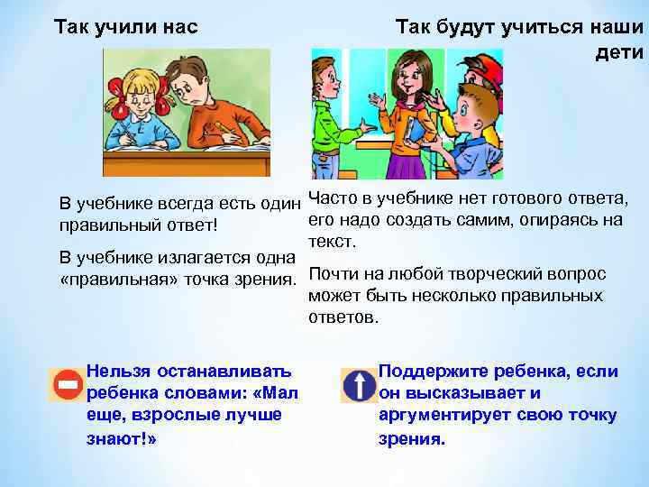 Так учили нас Так будут учиться наши дети В учебнике всегда есть один Часто