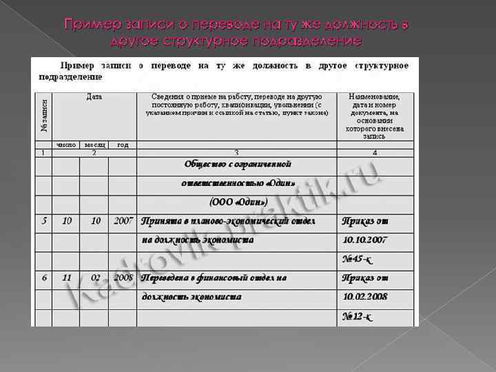 Перевод на должность в трудовой. Запись в трудовой книжке о переводе на другую должность. Запись в трудовой книжке о переводе в другое подразделение. Запись в трудовой о переводе. Перевод в другое подразделение запись в трудовой книжке образец.