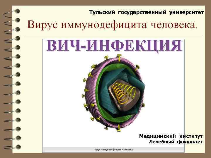 Тульский государственный университет ВИЧ-ИНФЕКЦИЯ Медицинский институт Лечебный факультет 