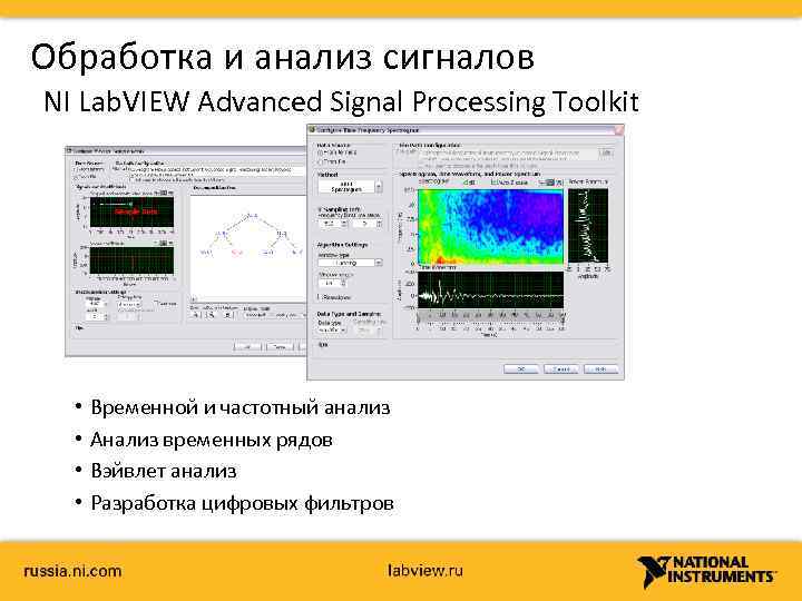 Обработка и анализ сигналов NI Lab. VIEW Advanced Signal Processing Toolkit • • Временной