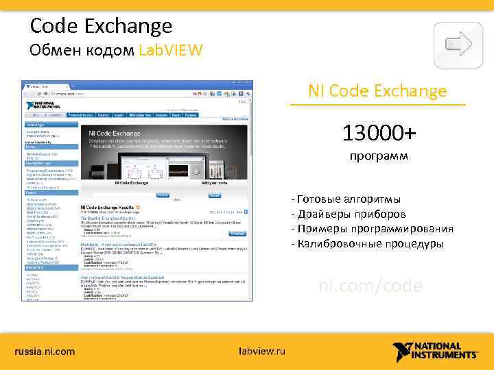 Code Exchange Обмен кодом Lab. VIEW NI Code Exchange 13000+ программ - Готовые алгоритмы