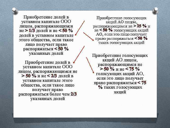 Приобретение долей в уставном капитале ООО лицом, распоряжающимся не > 1/3 долей и не