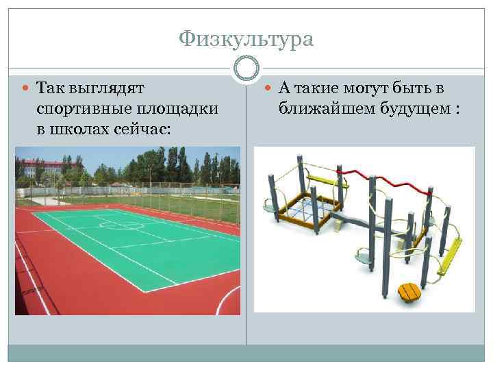 Физкультура Так выглядят спортивные площадки в школах сейчас: А такие могут быть в ближайшем