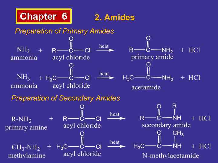 Chapter 6 2. Amides Preparation of Primary Amides Preparation of Secondary Amides 
