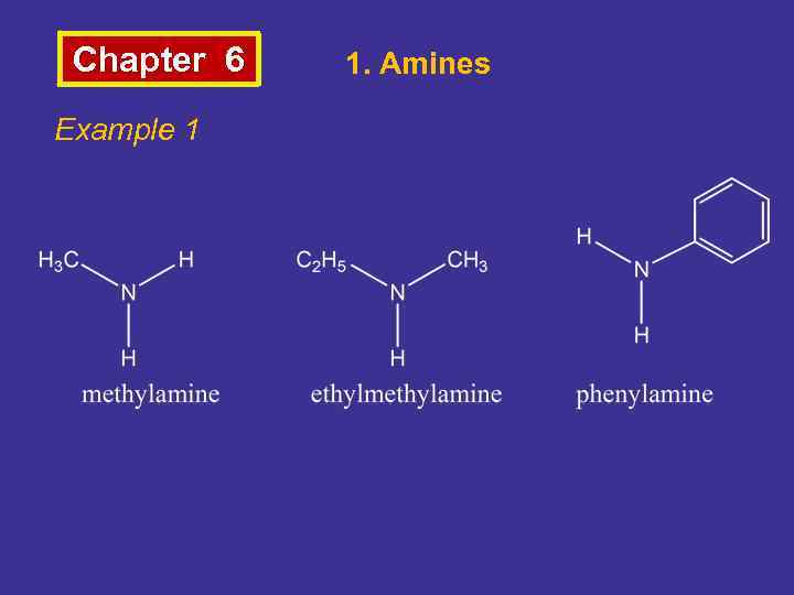 Chapter 6 Example 1 1. Amines 