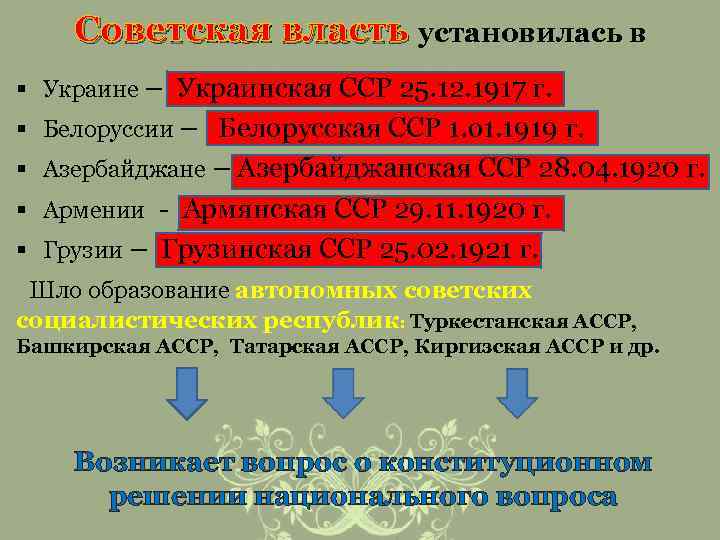 Советская власть установилась в § Украине – Украинская ССР 25. 12. 1917 г. §