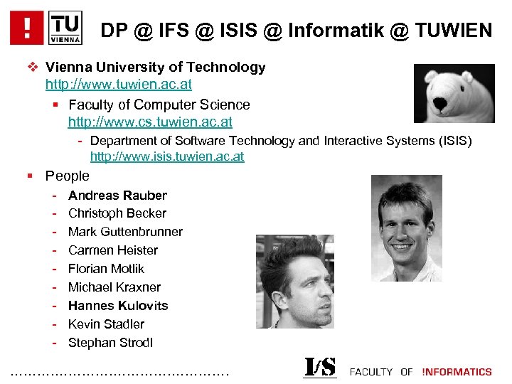 DP @ IFS @ ISIS @ Informatik @ TUWIEN v Vienna University of Technology