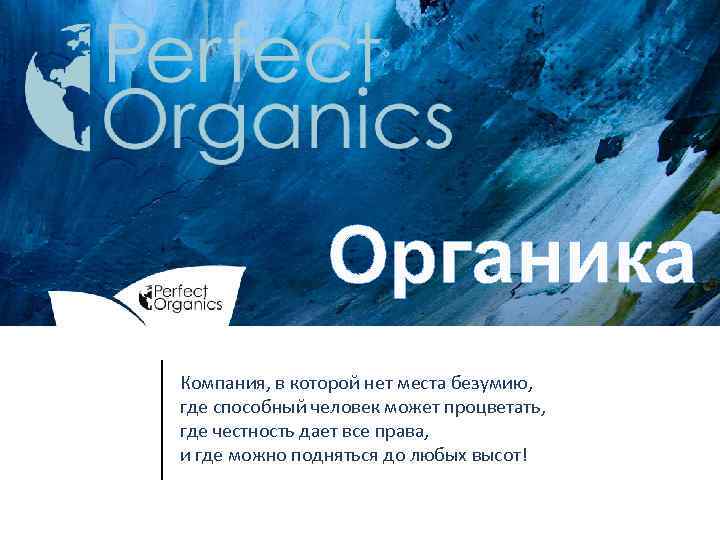 Органика Компания, в которой нет места безумию, где способный человек может процветать, где честность