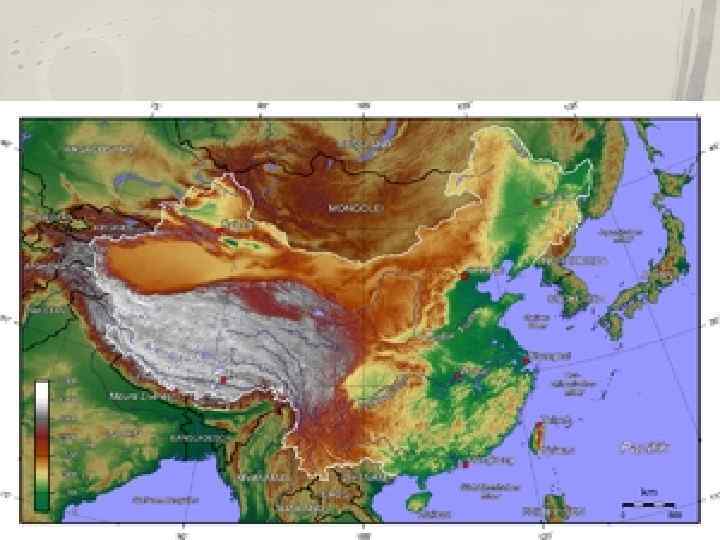 Топографическая карта Китая 