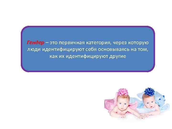 Гендер – это первичная категория, через которую люди идентифицируют себя основываясь на том, как