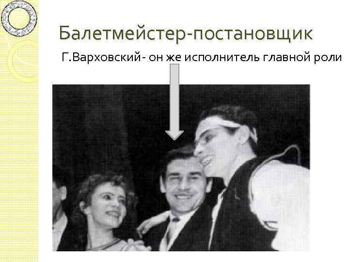 Балетмейстер-постановщик Г. Варховский- он же исполнитель главной роли 