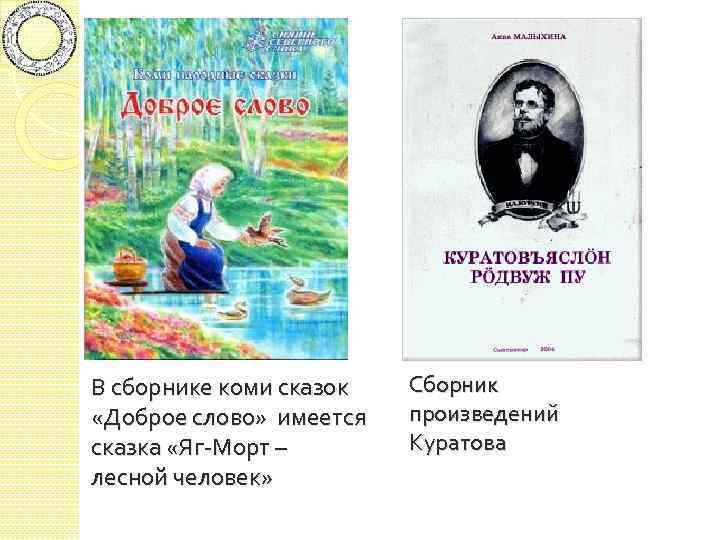 В сборнике коми сказок «Доброе слово» имеется сказка «Яг-Морт – лесной человек» Сборник произведений