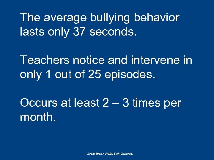 The average bullying behavior lasts only 37 seconds. Teachers notice and intervene in only