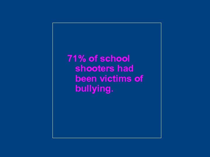 71% of school shooters had been victims of bullying. 