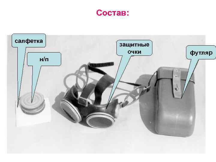 Состав: салфетка н/п защитные очки футляр 