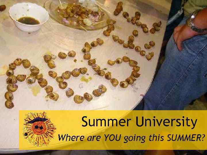 Summer University Where are YOU going this SUMMER? 