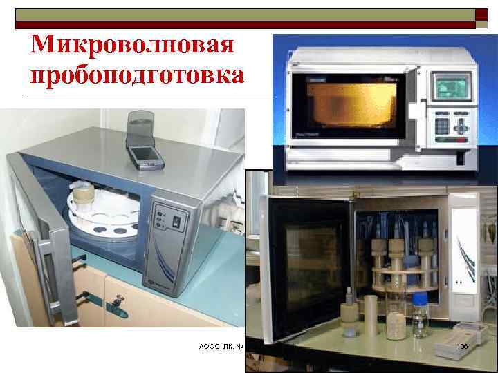 Микроволновая пробоподготовка АООС. ЛК. № 8 -9. Попова Л. Ф. 106 