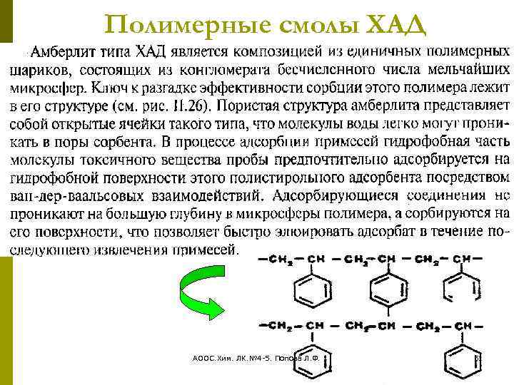 Полимерные смолы ХАД АООС. Хим. ЛК. № 4 -5. Попова Л. Ф. 51 