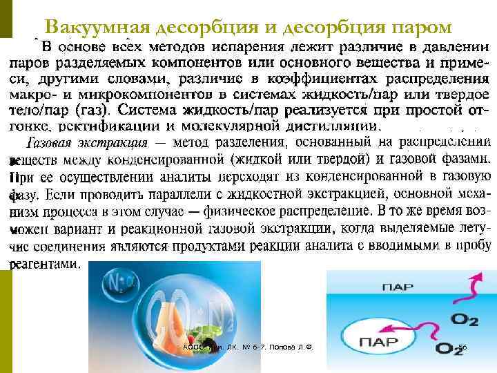 Вакуумная десорбция и десорбция паром АООС. Хим. ЛК. № 6 -7. Попова Л. Ф.
