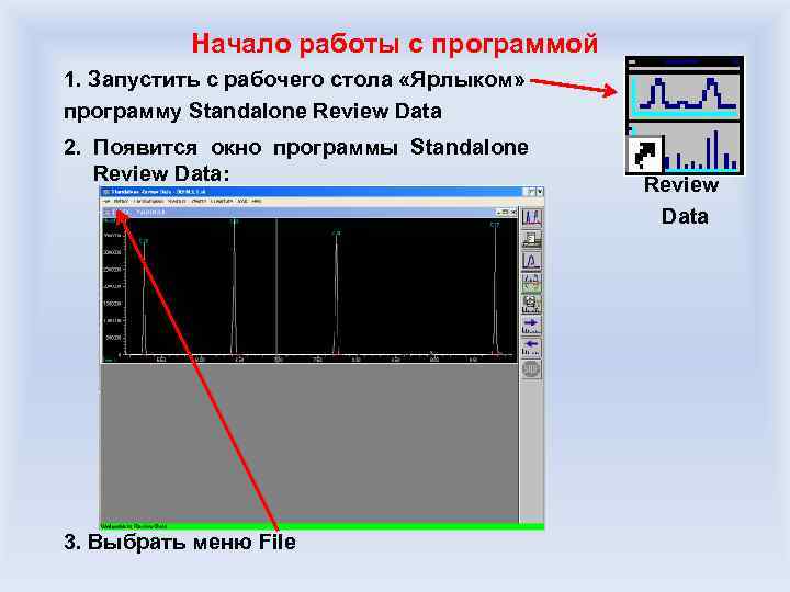Начало работы с программой 1. Запустить с рабочего стола «Ярлыком» программу Standalone Review Data