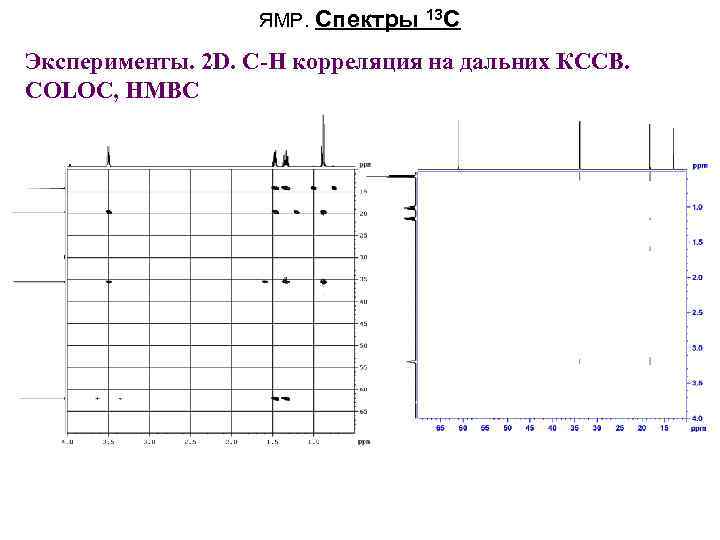 ЯМР. Спектры 13 C Эксперименты. 2 D. С-H корреляция на дальних КССВ. COLOC, HMBC